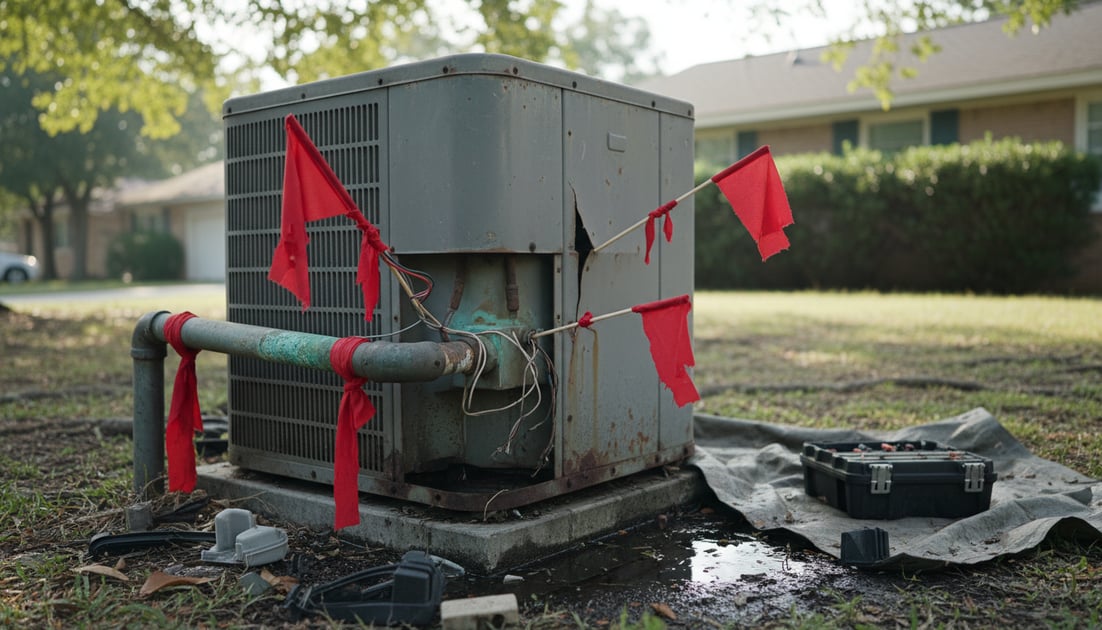 Infographic showing AC repair red flags warning signs