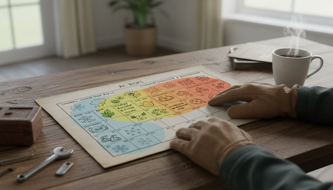 Infographic showing seasonal AC risk calendar