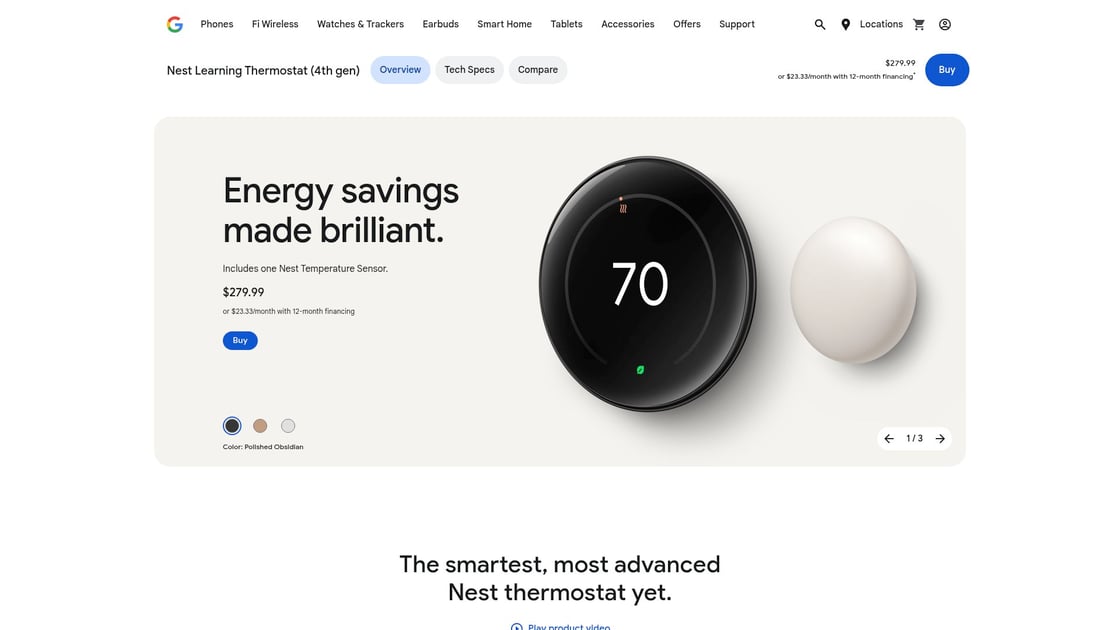 Nest Learning Thermostat interface