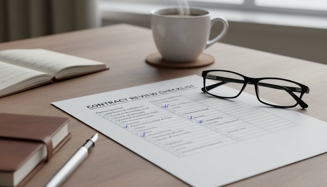 Illustration showing contract review checklist