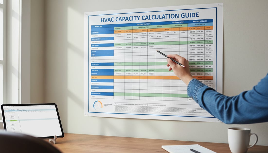 Diagram showing HVAC capacity calculation chart