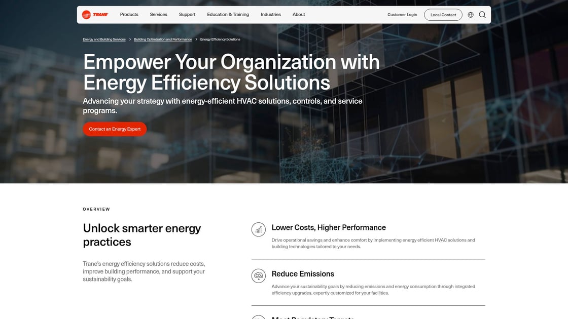 Trane commercial HVAC energy efficiency solutions