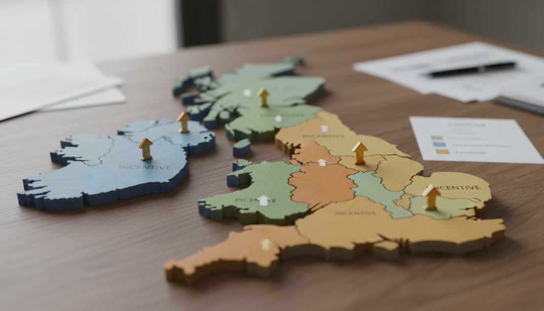 Infographic showing UK regional incentive map