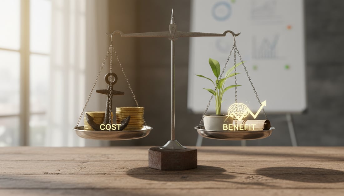 Infographic showing cost benefit comparison